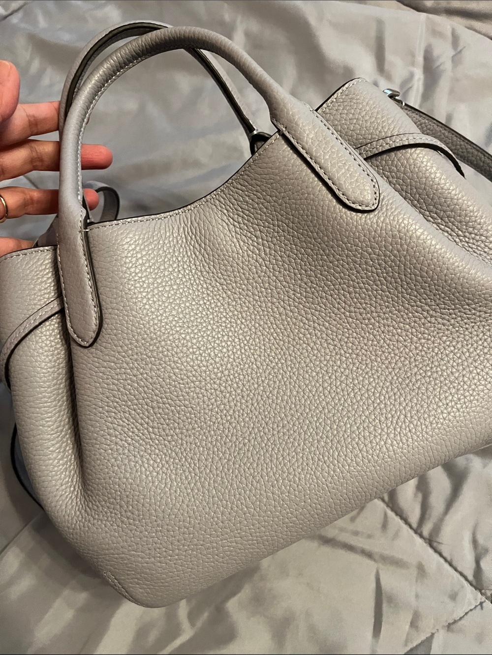 Like New! kate spade Pebbled Leather Satchel in Gray - Picture 4 of 5